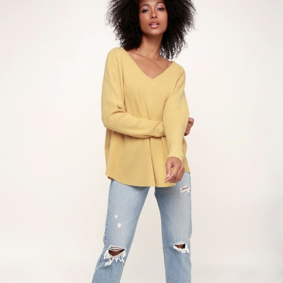 Only For You Light Mustard Yellow Knit Long Sleeve Top - Picture 5 of 8